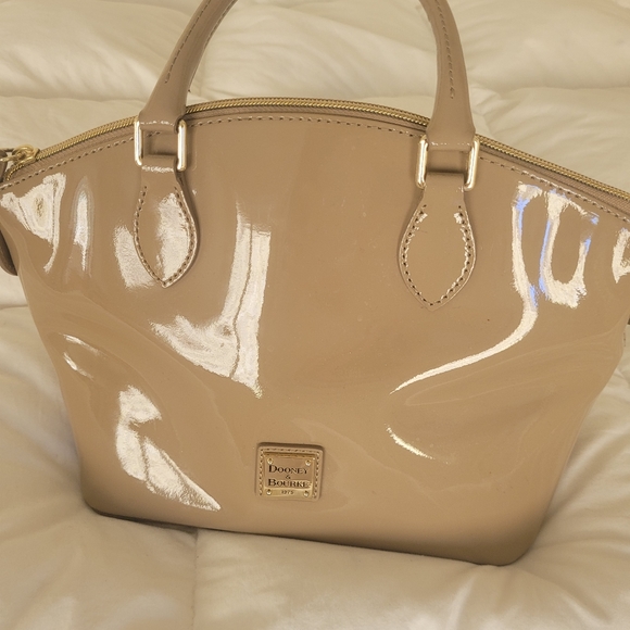 Dooney & Bourke Patent Leather Beige Satchel - Picture 1 of 6